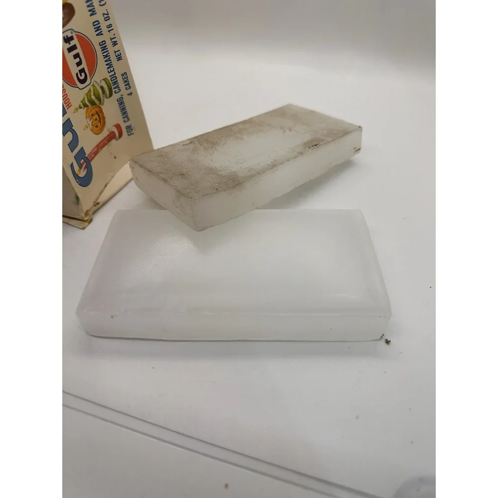 Vintage Gulfwax Household Paraffin Wax Partial Box 2 Cakes‎ Gulf Oil Canning